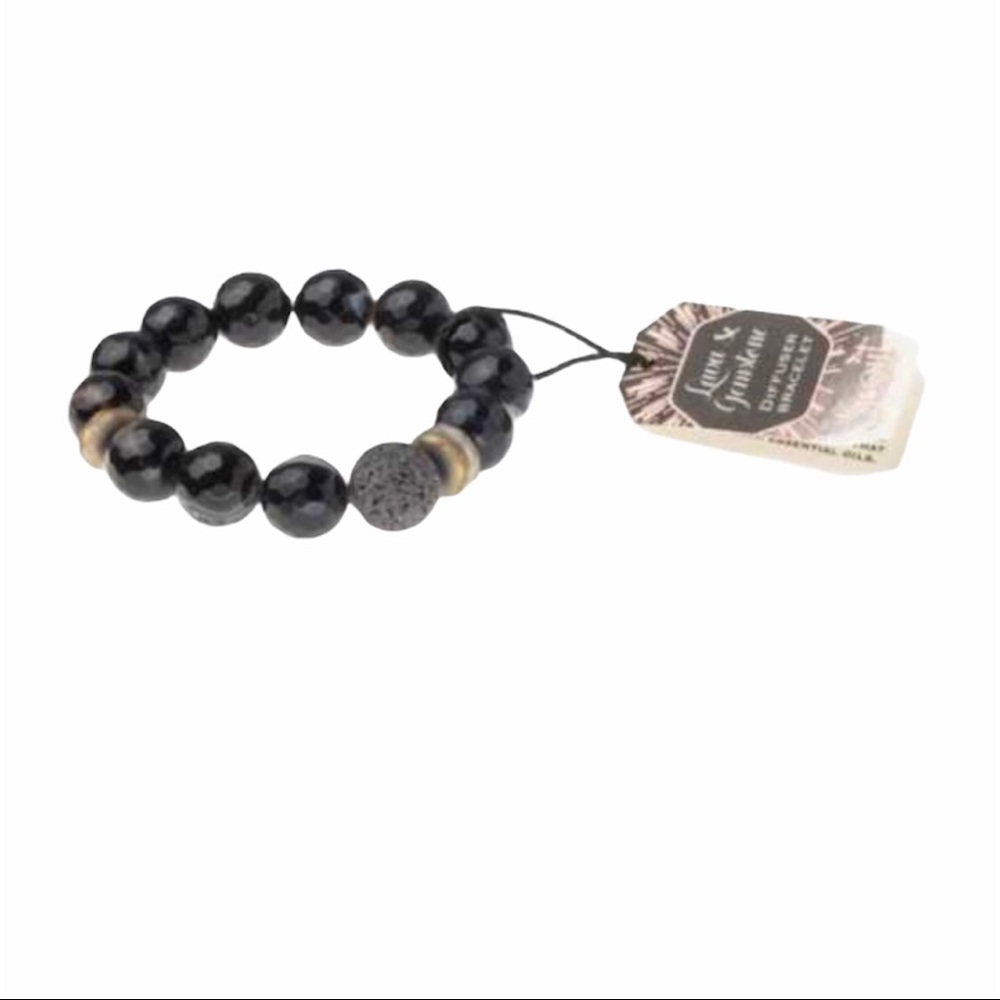 NWT Scout Diffuser Bracelet Lava & Gemstone Black Jewelry Gift Boho Natural